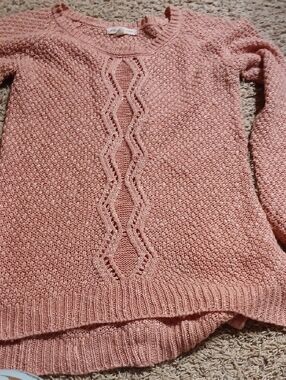 Soft Knit Pink Cable-Front Women’s Sweater